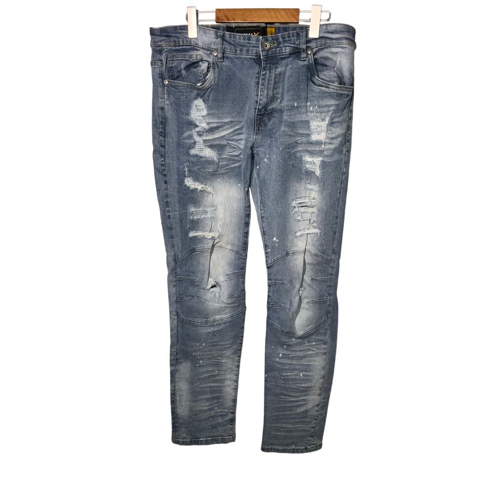 RawX Distressed Blue Paint Splatter Denim Jeans Size 34